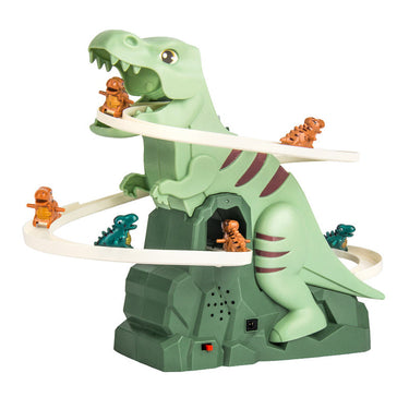 DinoRace Interactieve Racebaan | Auto's met Automatische Klimfunctie & LED, 3+ – Spannend Avontuur met Dinosaurussen 0